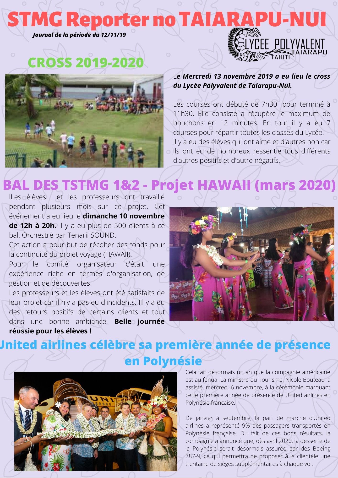STMG Reporter no TAIARAPU NUI